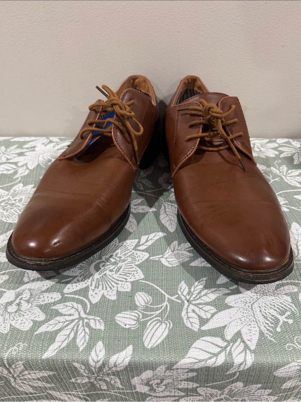 Men's Brown Leather Derby Shoes - Classic Lace-Up Oxford Style (Size: 11)